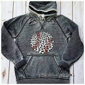 Baseball Hoodie with Leopard Print. Super Soft and NWT from Boutique